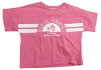 Růžové crop tričko s pruhy a potiskem F&F