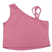Růžový žebrovaný crop top Shein