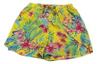 Žluté květované lehké sukňové kraťasy Primark
