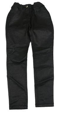 Černé třpytivé skinny kalhoty koženkového vzhledu F&F