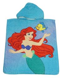 Modré froté osuškové pončo s Ariel a kapucí Disney