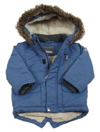 Modrá šusťáková zimní parka s kapucí Primark