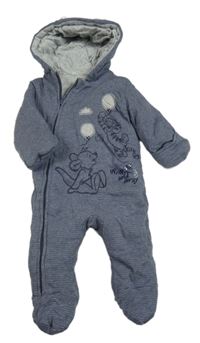 Tmavomodrá pruhovaná zateplená kombinéza s Tygrem a kapucí George