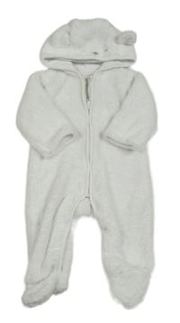 Bílá chlupatá kombinéza s kapucí s oušky The Little White Company