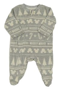 Šedý vzorovaný fleecový overal s Mickeym George