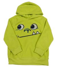 Limetková fleecová mikina s příšerkou a kapucí C&A