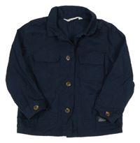 Tmavomodrá plátěná košilová bunda H&M