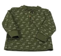 Khaki mikina s traktory a knoflíky Topomini