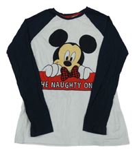 Bílo-tmavomodré triko s Mickeym Primark