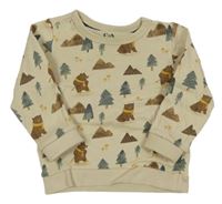 Béžová mikina s medvědy a stromky C&A