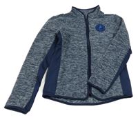 Tmavomodrá melírovaná fleecová propínací mikina s nášivkou TCM