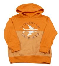 Oranžová mikina s letadlem a kapucí Topolino