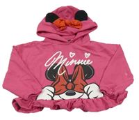 Fuchsiová crop mikina s Minnie a kapucí Disney