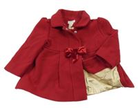 Červený flaušový jarní kabát s mašlí Monsoon