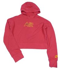 Malinová crop mikina s logem a kapucí Nike Air