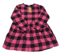 Nové - Tmavorůžovo-černé kostkované propínací šaty Next