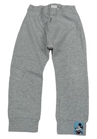 Šedé melírované lehké tepláky s nášivkou - Mickey H&M
