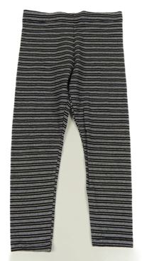 Černo-světlemodro-třpytivé pruhované legíny Next