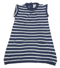 Tmavomodro-bílé pruhované svetrové šaty