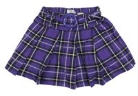 Fialovo-černo-bílá kostkovaná bavlněná sukně s přezkou BPC