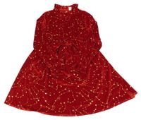 Červené sametové šaty se souhvězdími Shein