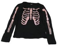 Černé triko s kostmi Zeeman