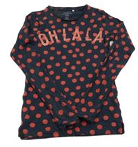 Tmavomodré puntíkaté triko s nápisem Name it