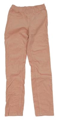 Růžové manšestrové elastické kalhoty H&M