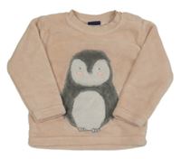 Růžová chlupatá mikina s tučňákem Lupilu