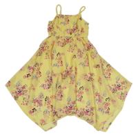 Žluté květované šifonové šaty s motýly Dopodopo