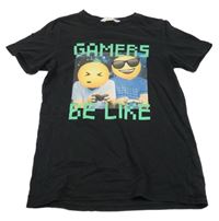 Černé tričko se smajlíky H&M