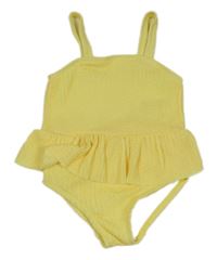 Žluté žebrované jednodílné plavky s volánem Primark