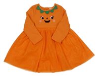 Oranžové šaty s dýní a tylovou sukní Primark