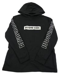 Černá mikina s nápisem a kapucí H&M