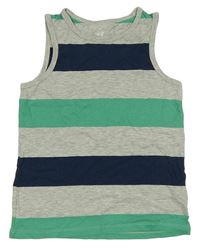 Šedo-tmavomodro-zelené pruhované tílko H&M