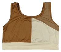 Hnědo-krémový crop top Shein