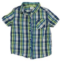 Tmavomodro-modro-zelená kostkovaná košile F&F