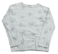 Bílý lehký svetr se stříbrnými vločkami H&M