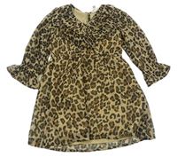 Hnědé šifonové šaty s leopardím vzorem River Island