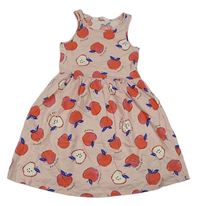 Světlerůžové šaty s jablky H&M
