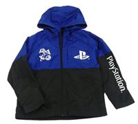 Modro-černá šusťáková podzimní bunda s Playstation a kapucí Primark