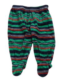 Zeleno-tmavomodro-červené pruhované sametové polodupky 