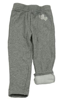 Šedé melírované zateplené legíny se srdíčky Primark