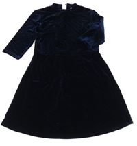 Tmavomodré sametové šaty Next