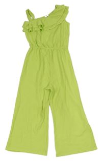 Zelený vzorovaný lehký kalhotový overal s volánky Primark