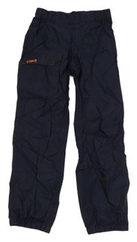 Tmavomodré šusťákové nepromokavé kalhoty 