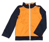 Oranžovo-tmavomodrá sportovní funkční propínací mikina Decathlon