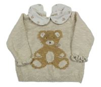 Smetanový svetr s medvědem a límečkem Next