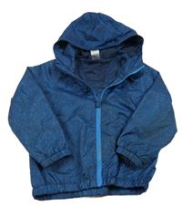 Tmavomodrá vzorovaná šusťáková funkční jarní bunda s kapucí Decathlon