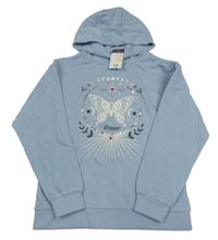Nové - světlemodrá mikina s motýlkem a kapucí Primark